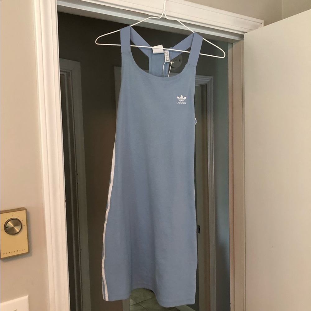 Adidas racer back tennis dress with spandex shorts and built in bra